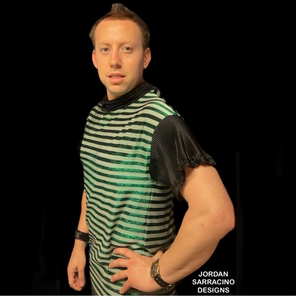 Green Striped Metallic Shirt